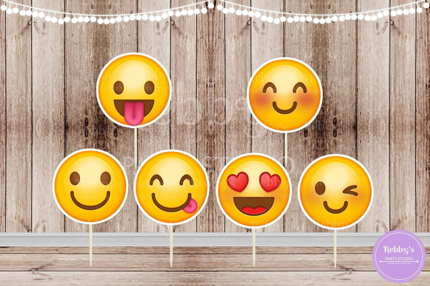 Emoji Party - Set of 12 Assorted 2" Emoji Inspired Cupcake Toppers